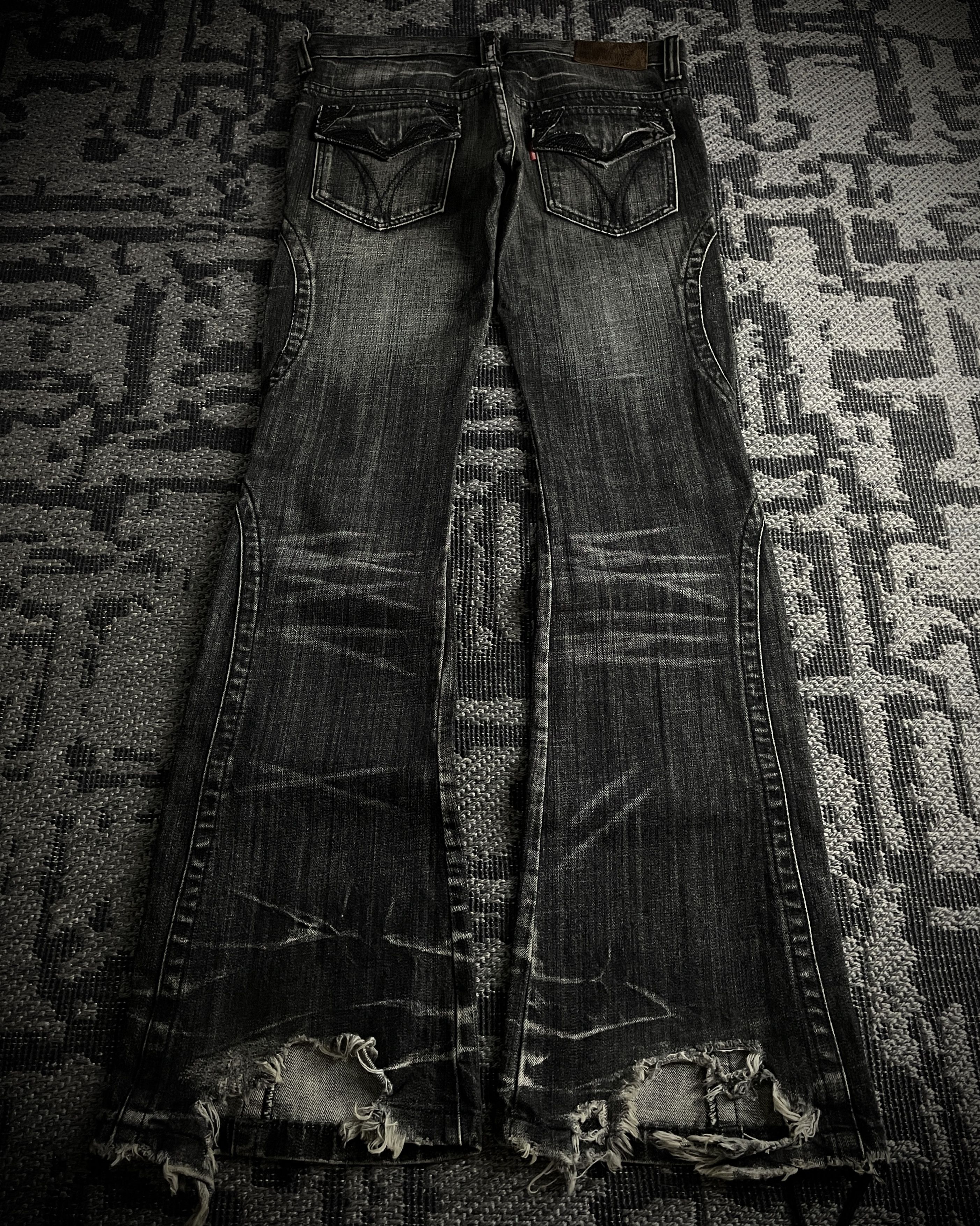 Tornado Mart Tornado Mart Curved Panel Lace Up Flared Denim Size US 33 - 8 Thumbnail
