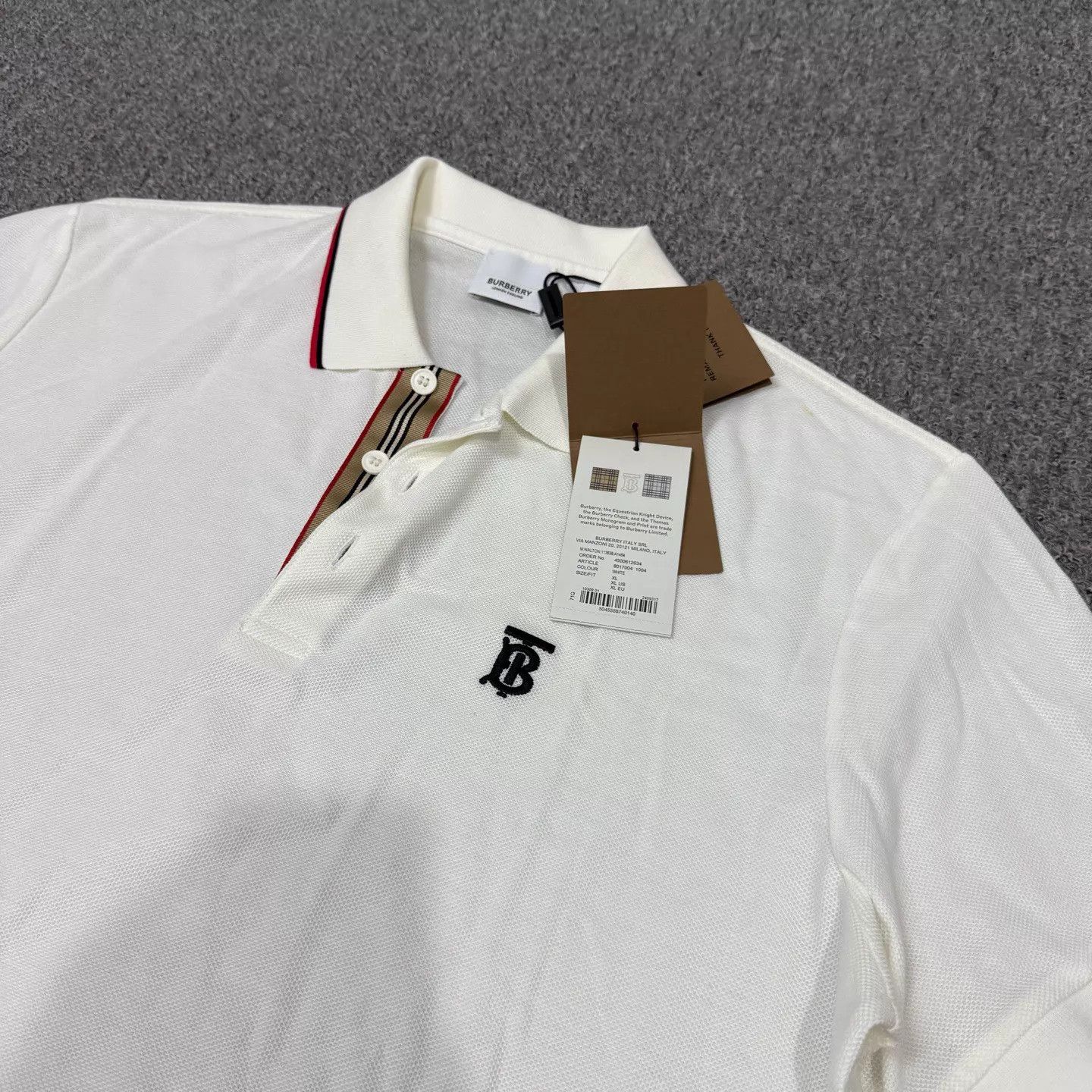 Burberry Burberry White TB Embroidered Short-Sleeve Polo NWT XL Size US XL / EU 56 / 4 - 3 Thumbnail
