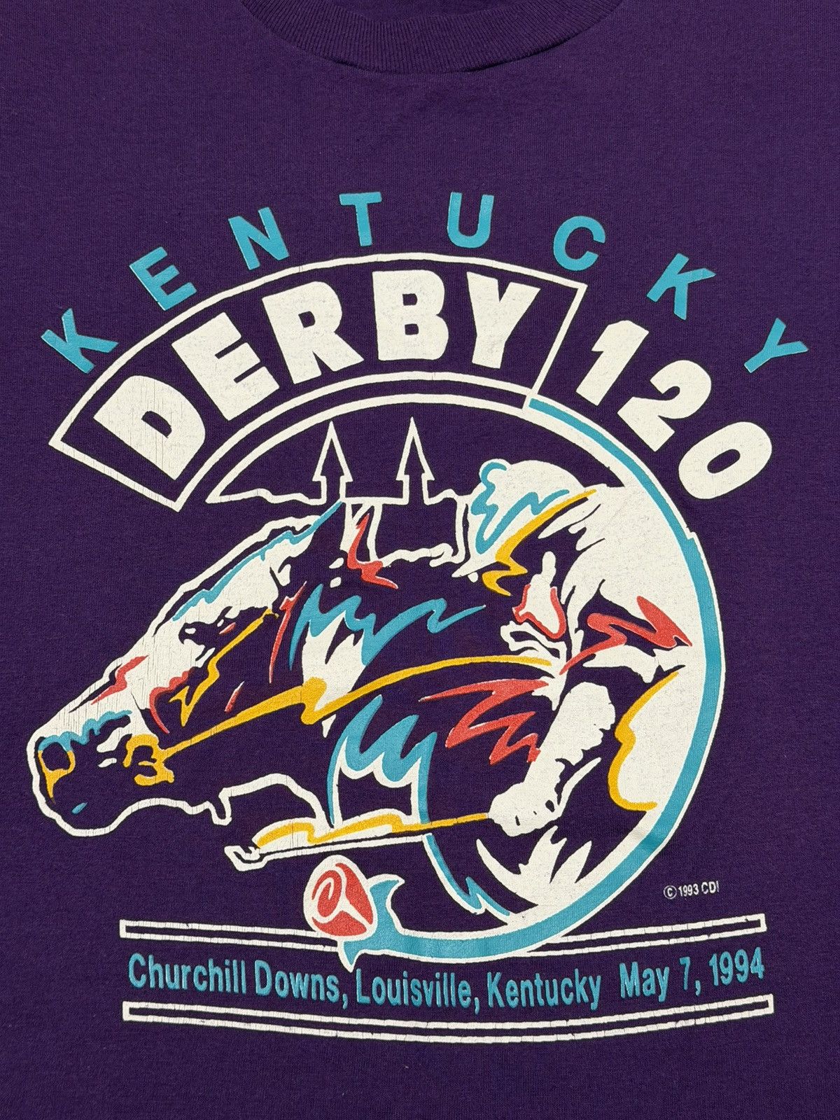Fruit Of The Loom Vintage 90s Kentucky Derby 120 Graphic Tee 1993 XL Made USA Size US XL / EU 56 / 4 - 3 Thumbnail