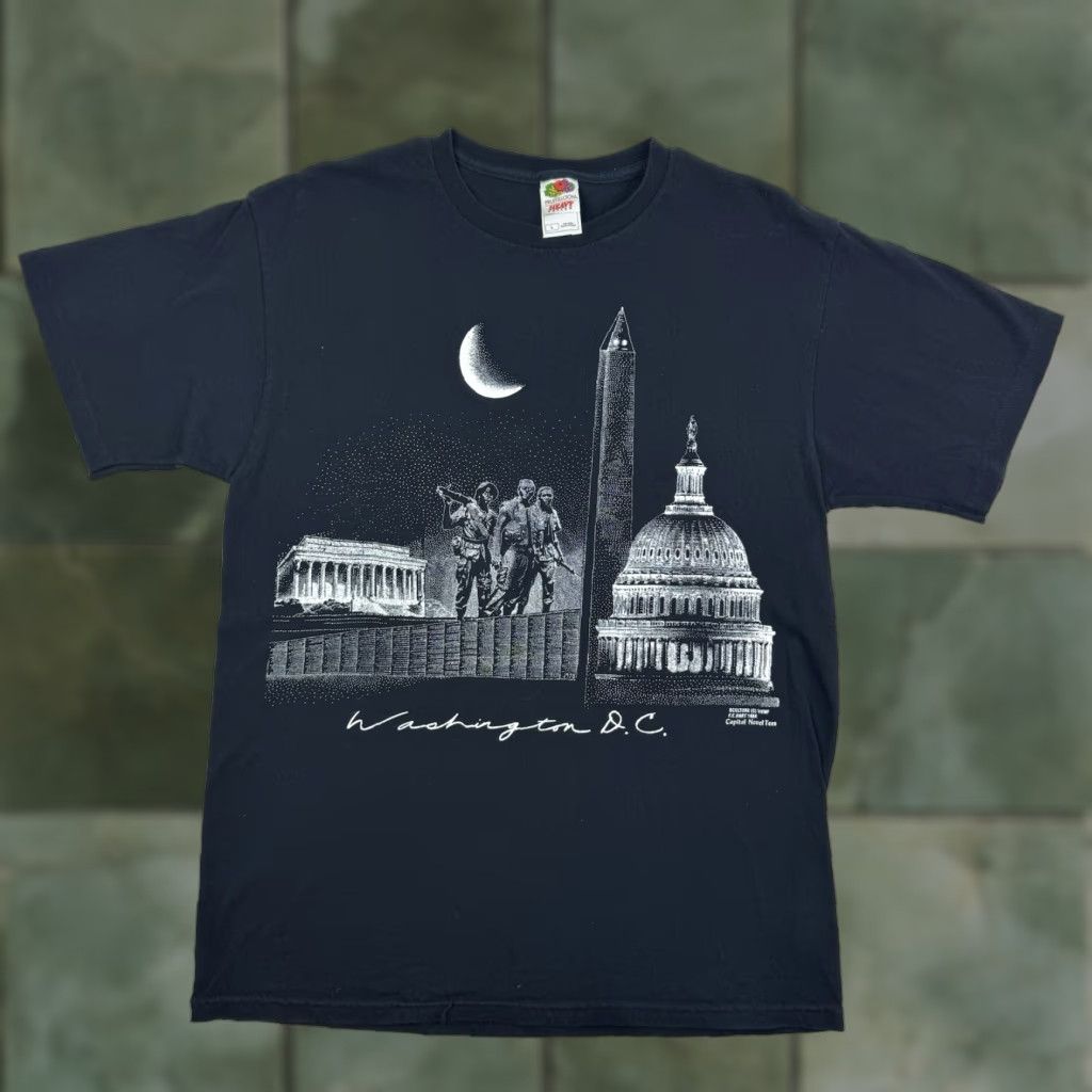 Fruit Of The Loom Vintage Washington DC T Shirt Adult Large Black Novel Tees Capitol Monument Y2K Size US L / EU 52-54 / 3 - 1 Thumbnail