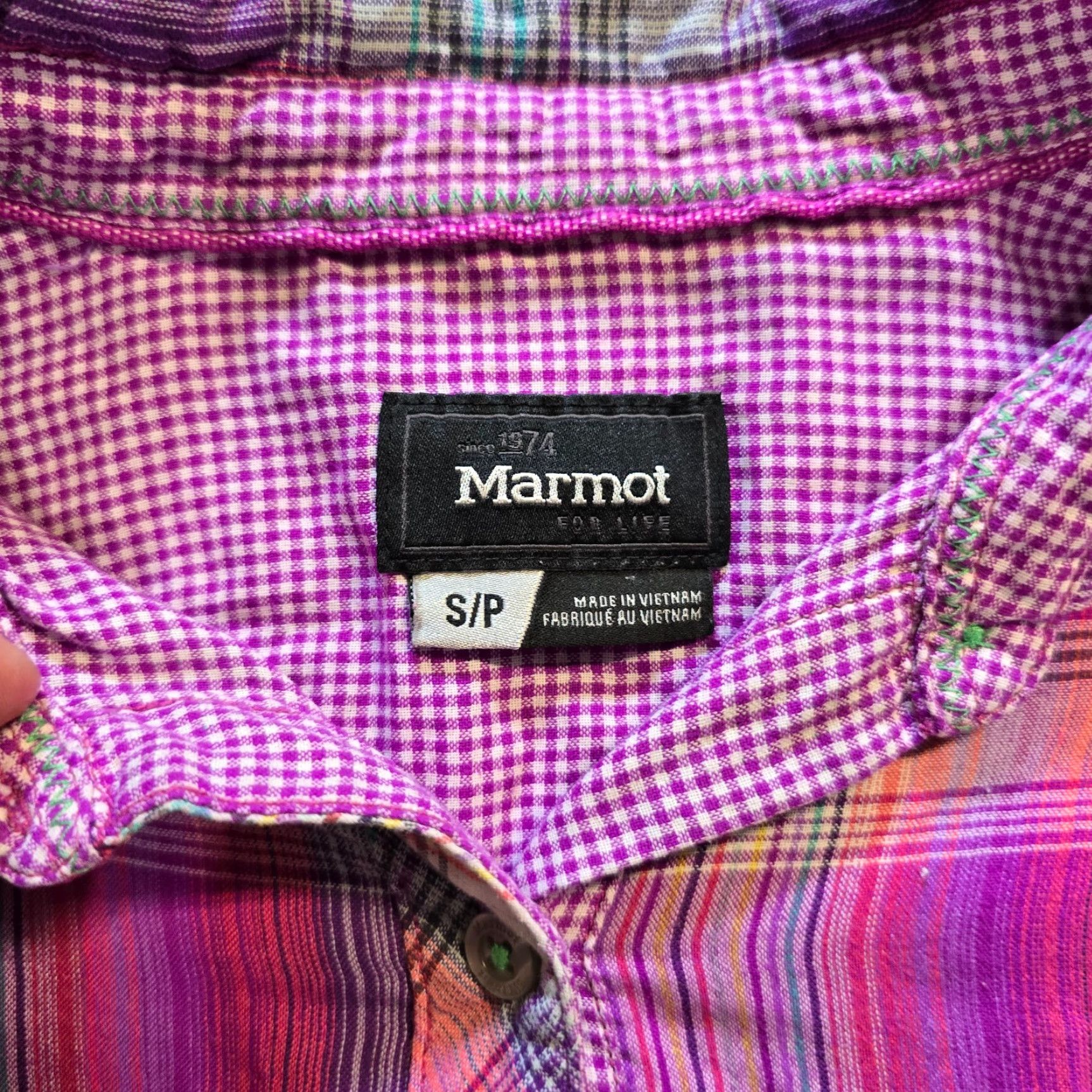 Marmot Marmot Top Womens Size S Purple Plaid Nylon Long Sleeve Outdoor Casual Shirt Size S / US 4 / IT 40 - 7 Thumbnail