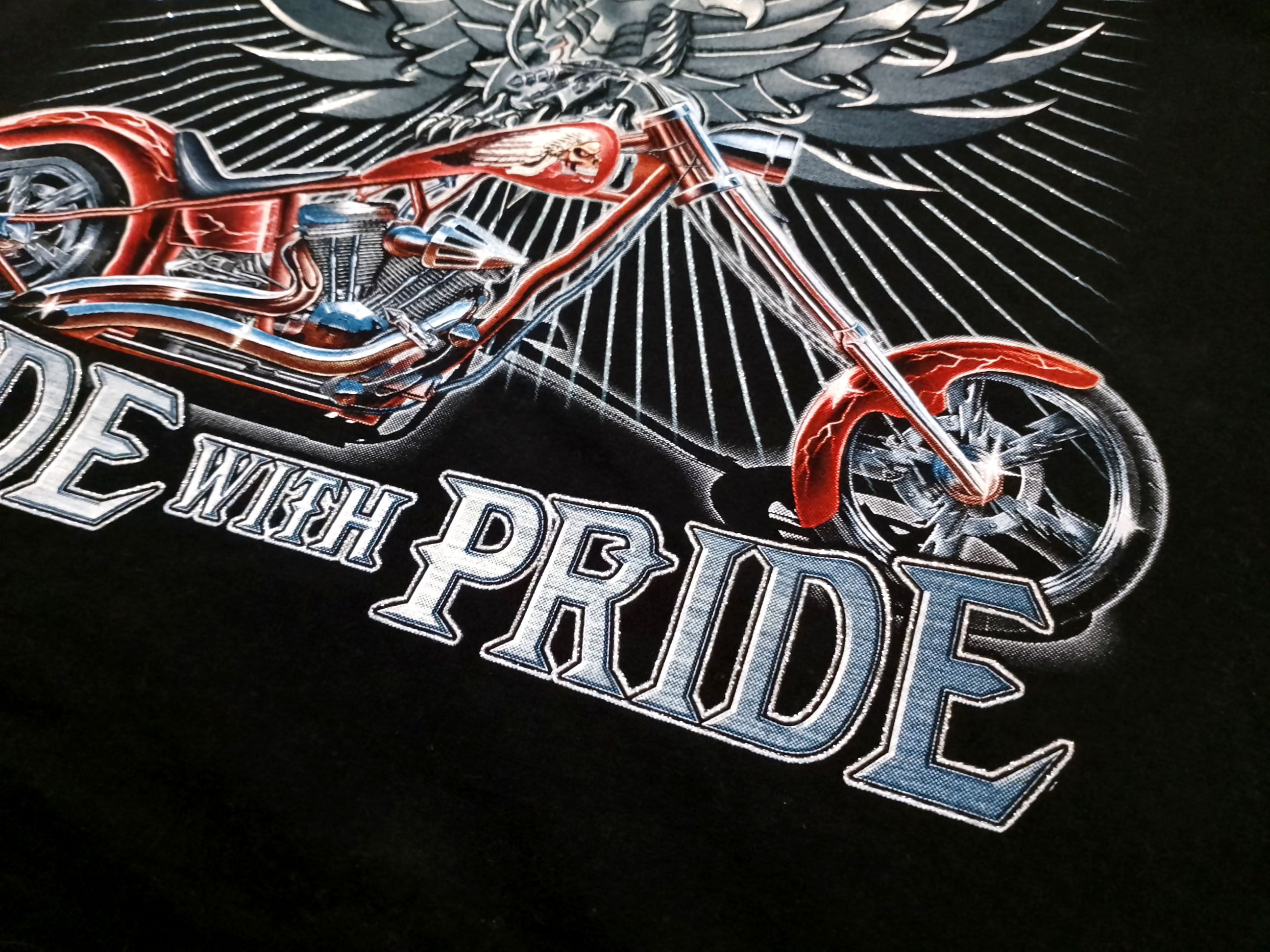 Other Vintage Ride with Pride Biker Long Sleeve T Shirt Rock Eagle Size US XL / EU 56 / 4 - 2 Thumbnail