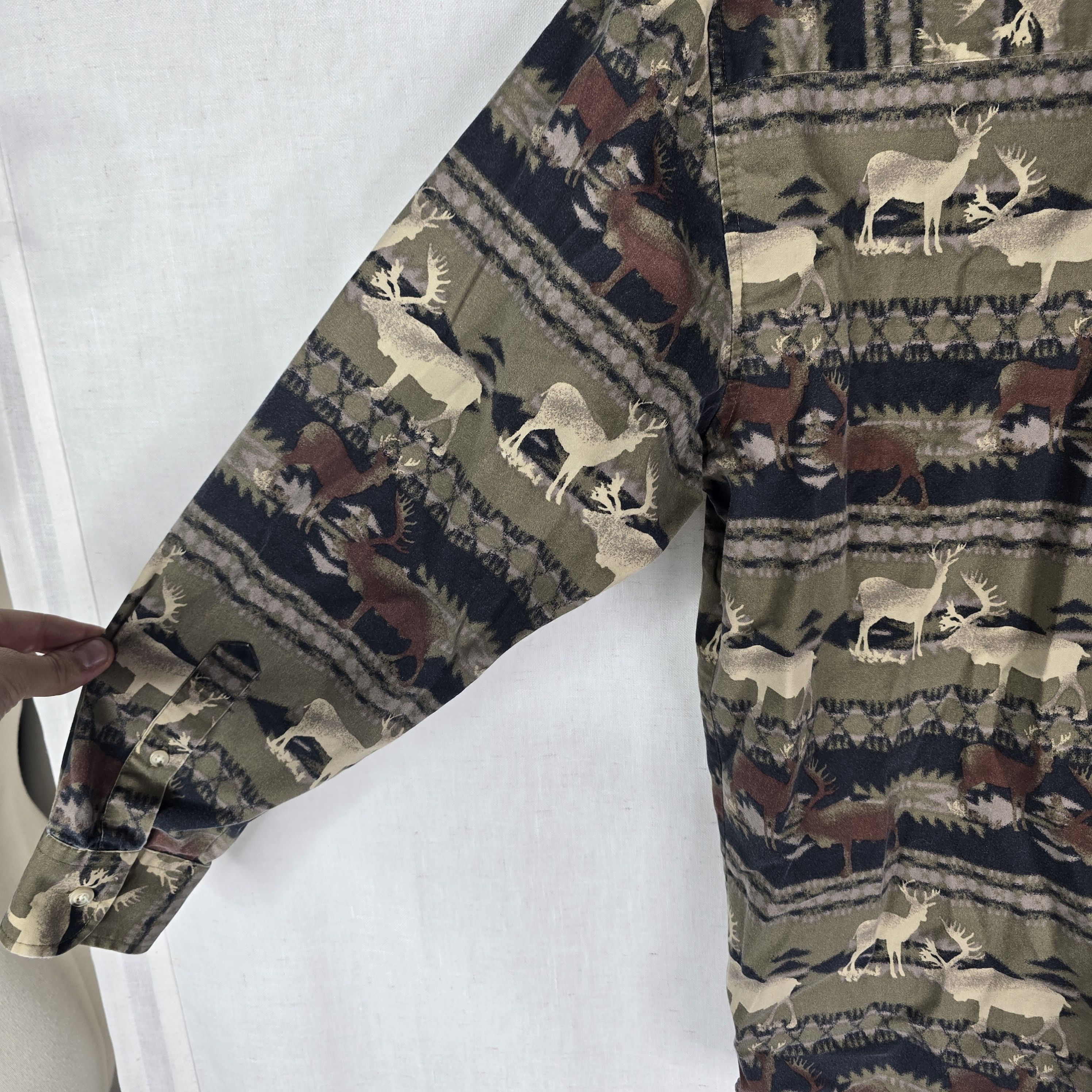 Natural Issue Natural Issue Mens Medium Deer Elk Aztec Y2k Button Up Size US M / EU 48-50 / 2 - 9 Thumbnail