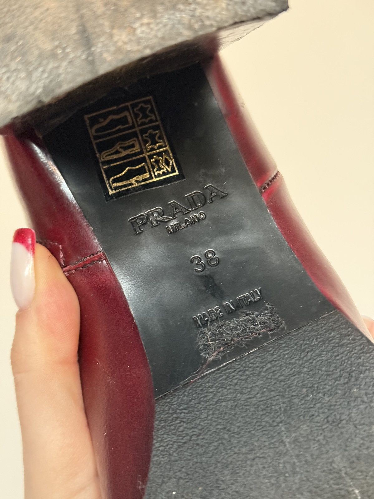 Prada × Vintage Prada Burgundy Leather Ankle Boots Squared Heels Size US 7 / IT 37 - 11 Thumbnail