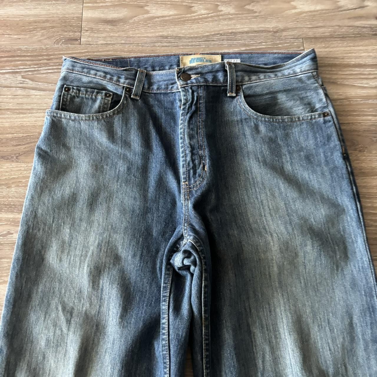 Japanese Brand Crazy Vintage Y2K/2000s Baggy Grunge Dark Wash Skater Denim Jeans! 33x28 Size US 33 - 5 Thumbnail