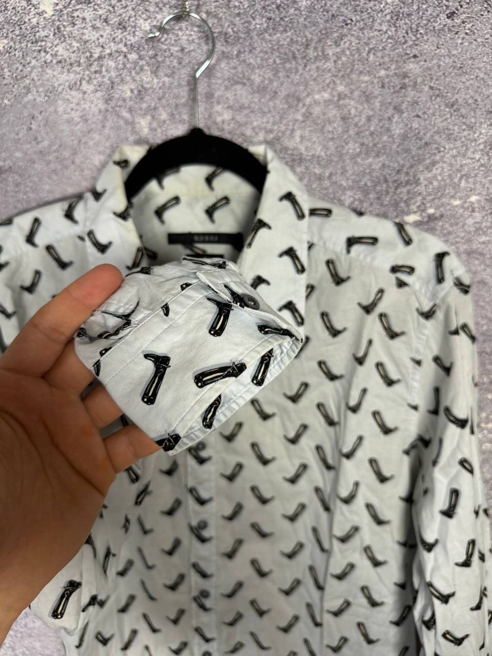 Gucci × Vintage GUCCI Shirt Button Up Printed Monogram Slim Fit White Size US M / EU 48-50 / 2 - 12 Thumbnail