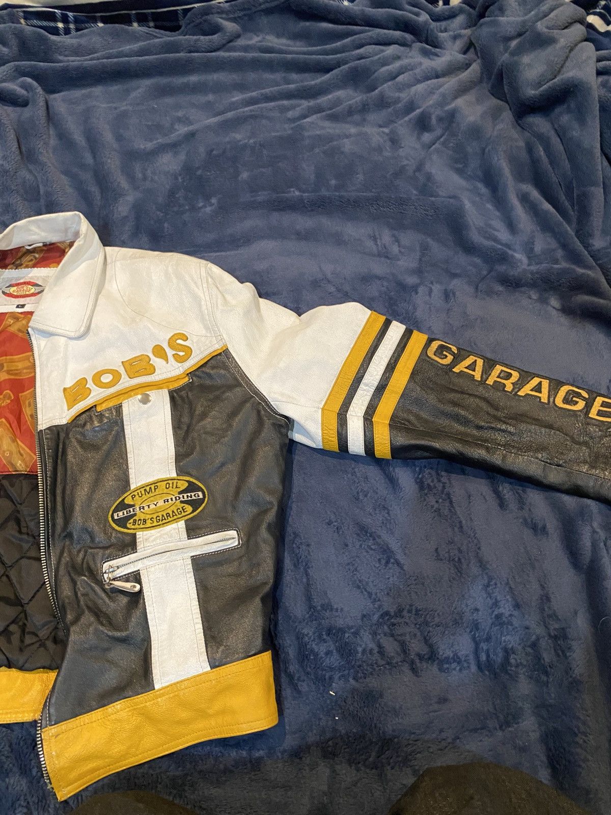 Vintage Vintage White and Black Bobs Garage Leather Jacket Size US L / EU 52-54 / 3 - 2 Thumbnail