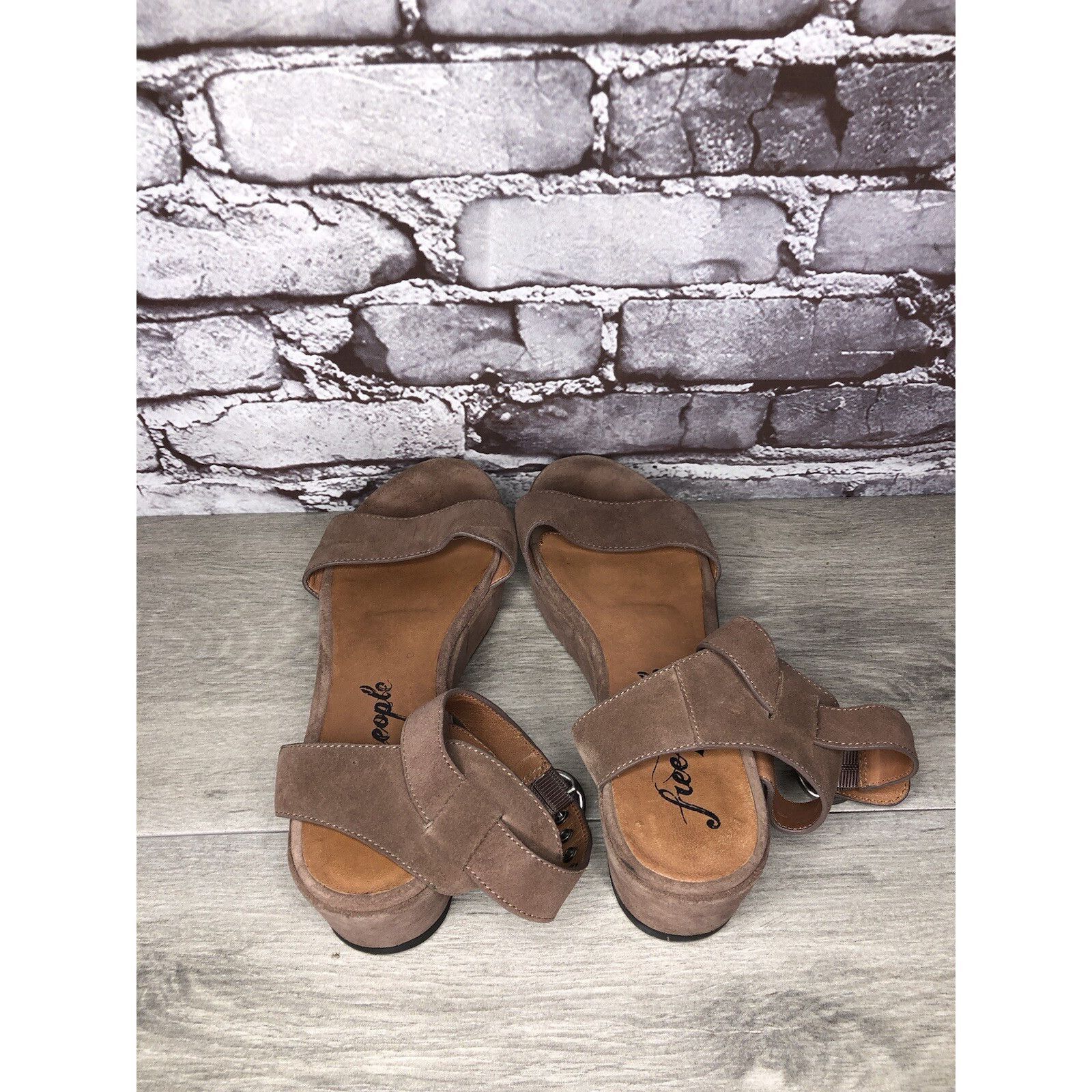 Free People Free People Plum Taupe Suede Platform Ankle Strap Sandals Wo Size US 8 / IT 38 - 22 Thumbnail