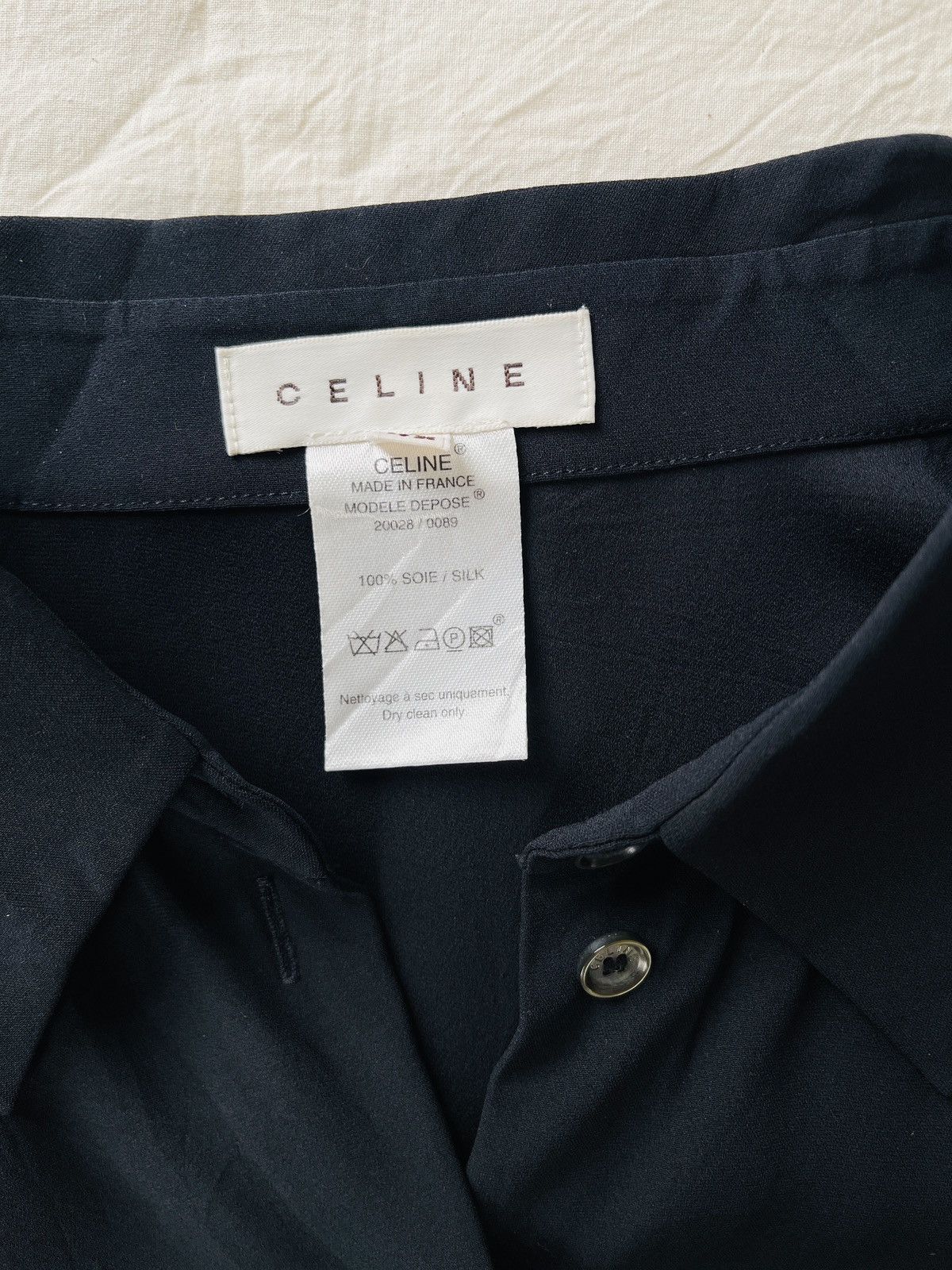 Celine Vintage Celine 100% Silk Ruffle Sleeve Blouse Shirt Black Size M / US 6-8 / IT 42-44 - 3 Thumbnail