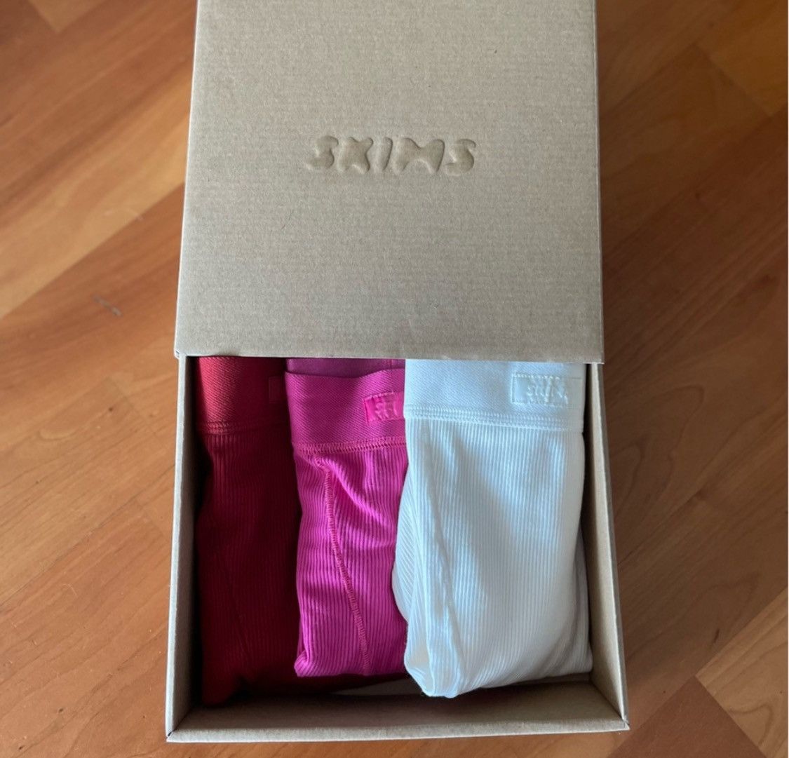image of Skims Cotton Rib Boxer Pack - Brick Multi Xs, Women's (Size 24)