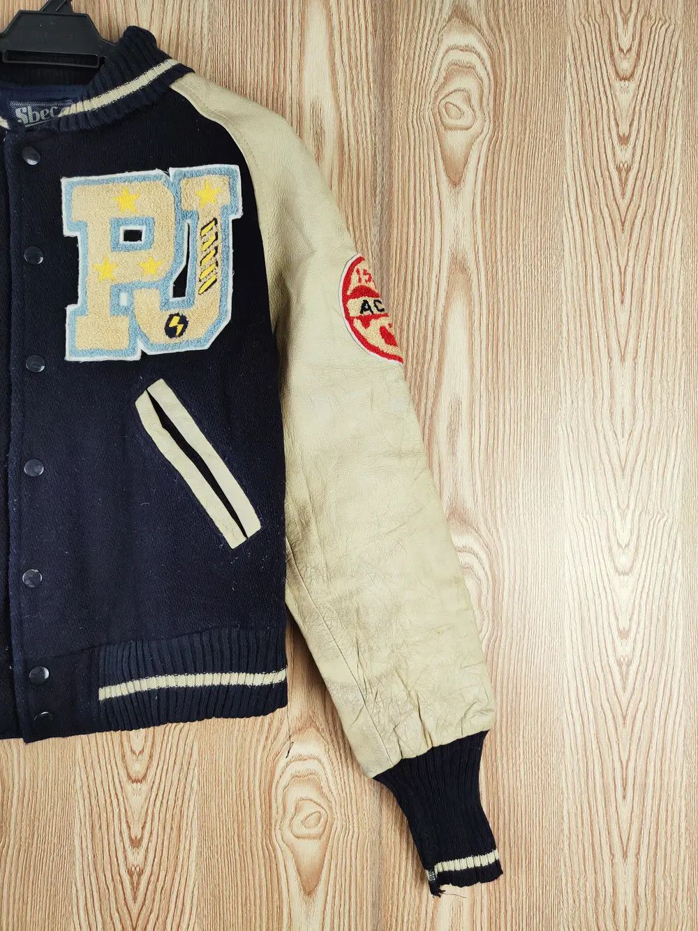 Japanese Brand DLL Sbec Navy vintage Leather Varsity Jackets #W069 Size S / US 4 / IT 40 - 13 Thumbnail