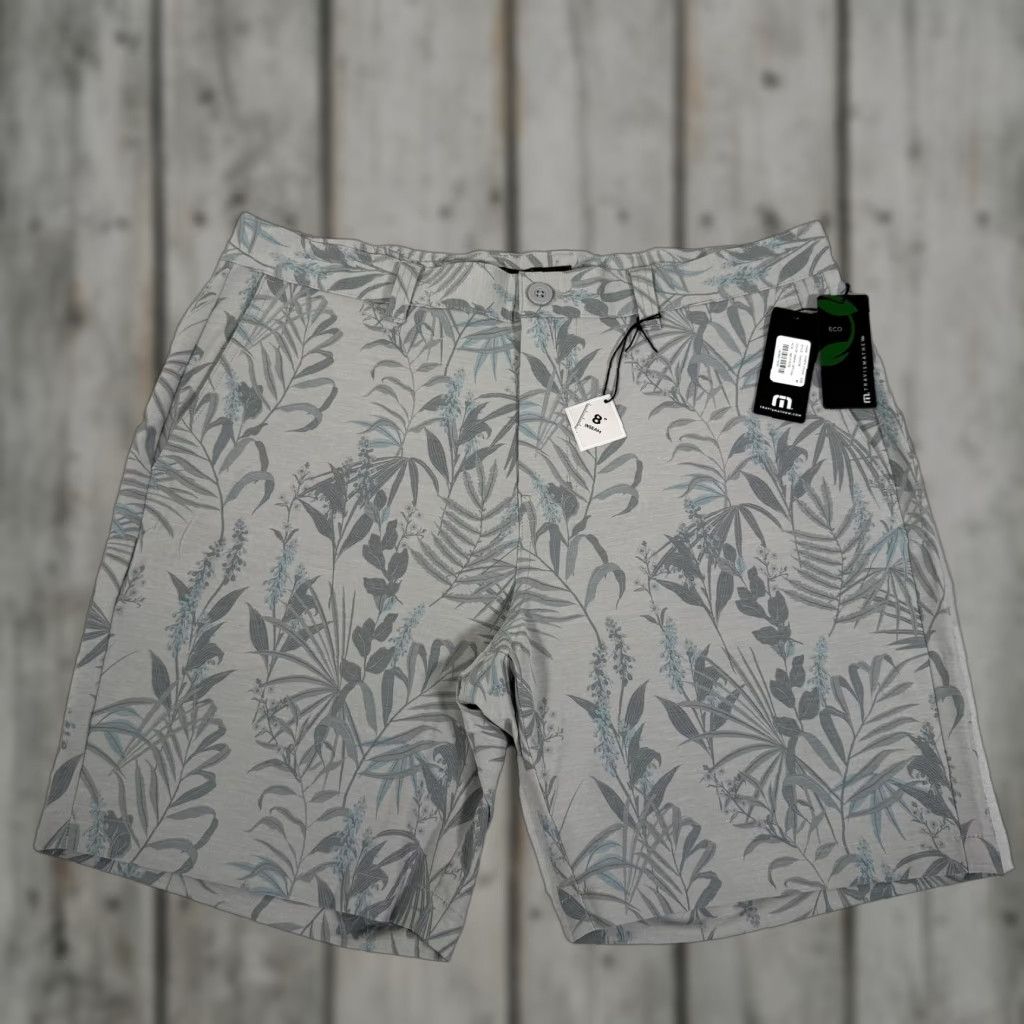 TravisMathew Travis Mathew Shorts 36 Gray Floral Print Chino Lightweight Stretch Eco Golf Men Size US 36 / EU 52 - 1 Thumbnail