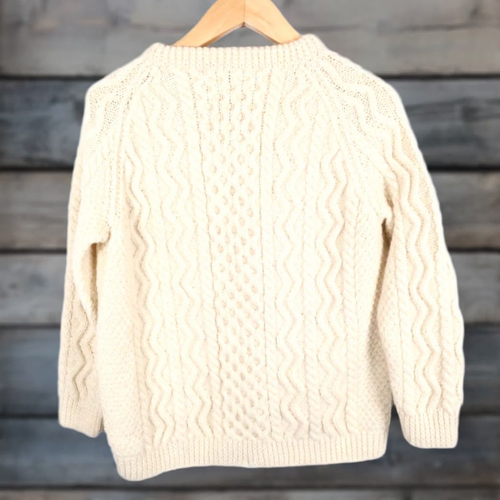 Vintage VINTAGE Wool Cable Knit Sweater Mens Small / Medium Ivory Cream Fisherman Crewneck VTG Size US S / EU 44-46 / 1 - 1 Thumbnail