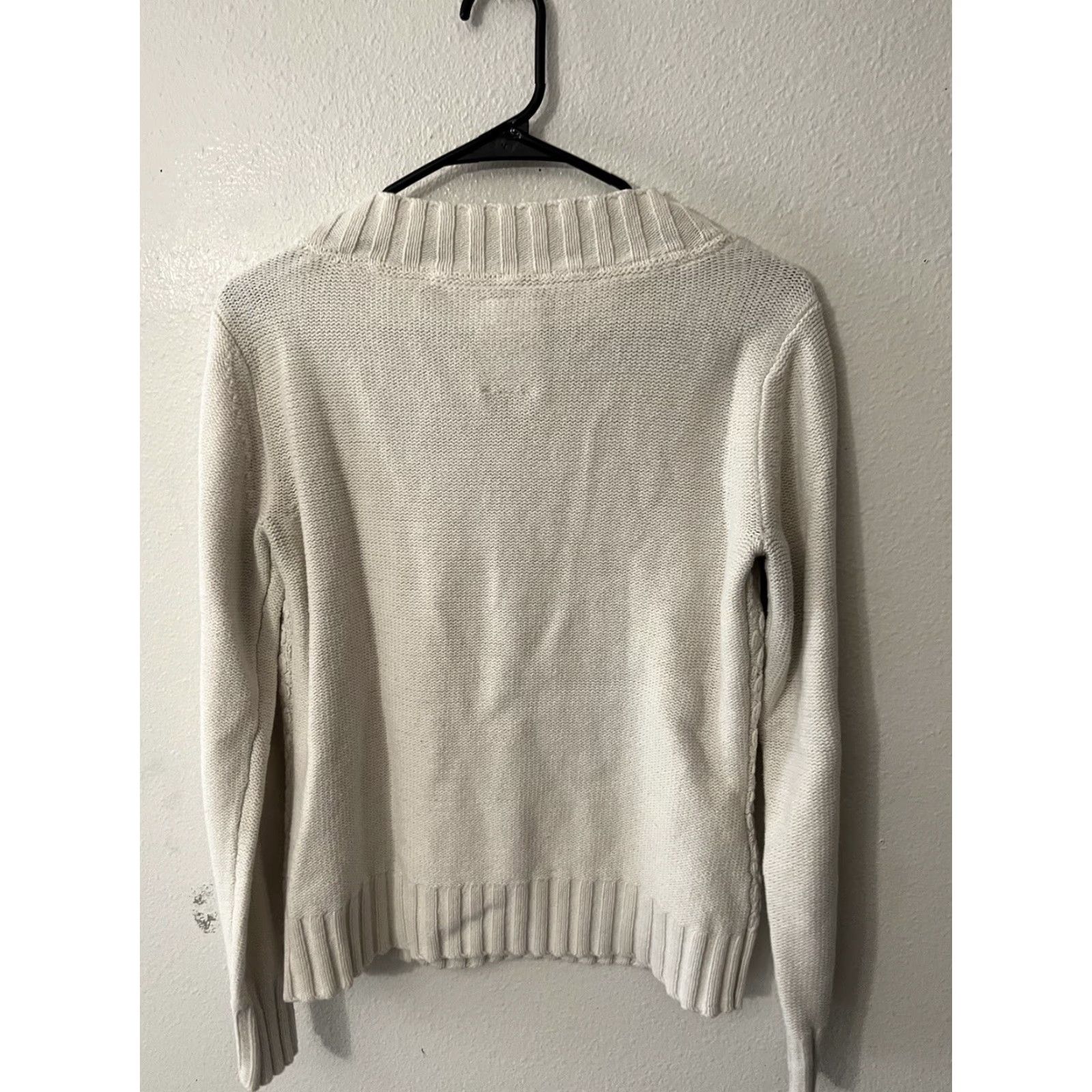 Izod VINTAGE Izod Womens Ivory Balloon Sleeve V Neck Tight Knit Pullover Sweater Size M Size M / US 6-8 / IT 42-44 - 3 Thumbnail