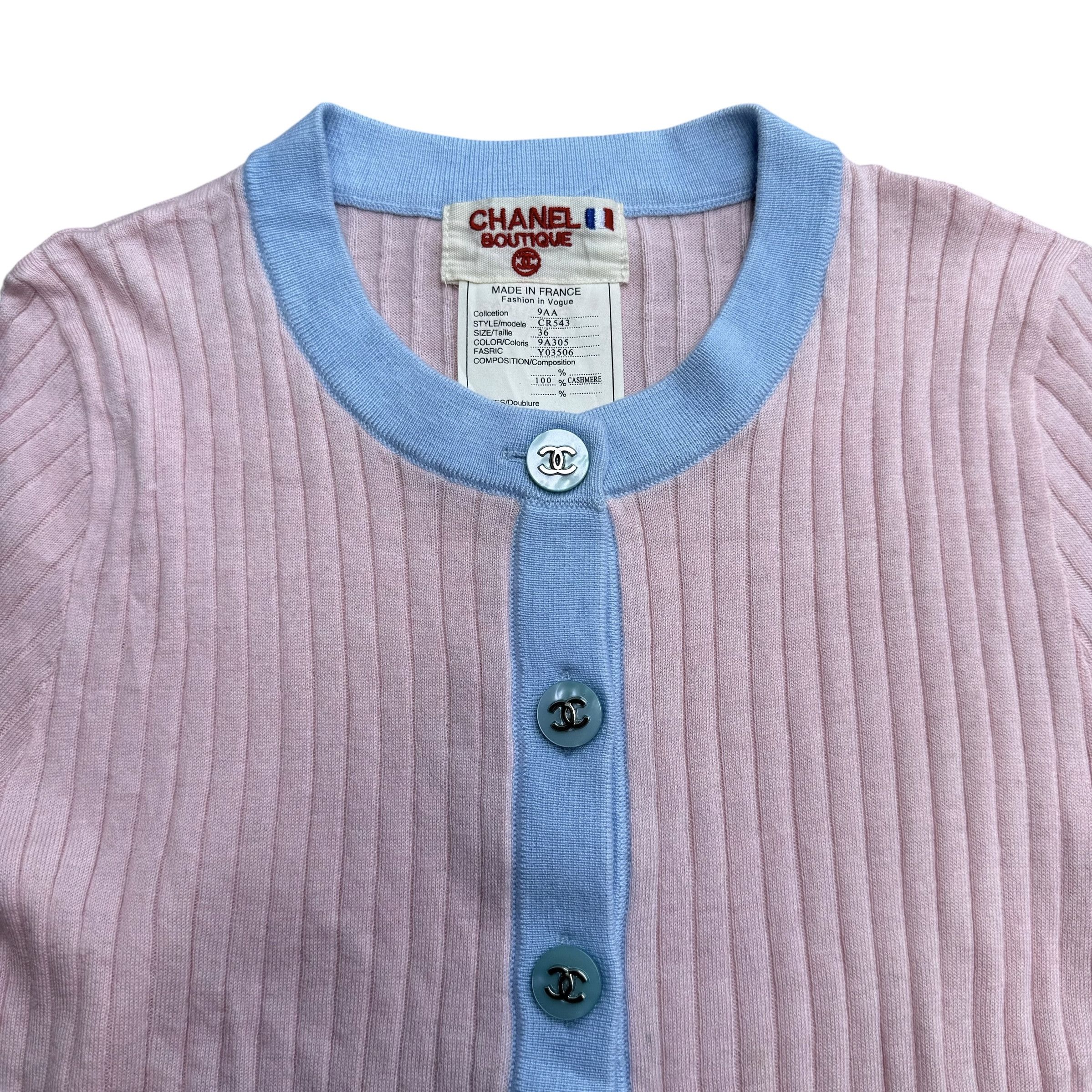 Chanel Vintage Chanel Ribbed Short Sleeve Cardigan Size S / US 4 / IT 40 - 5 Thumbnail