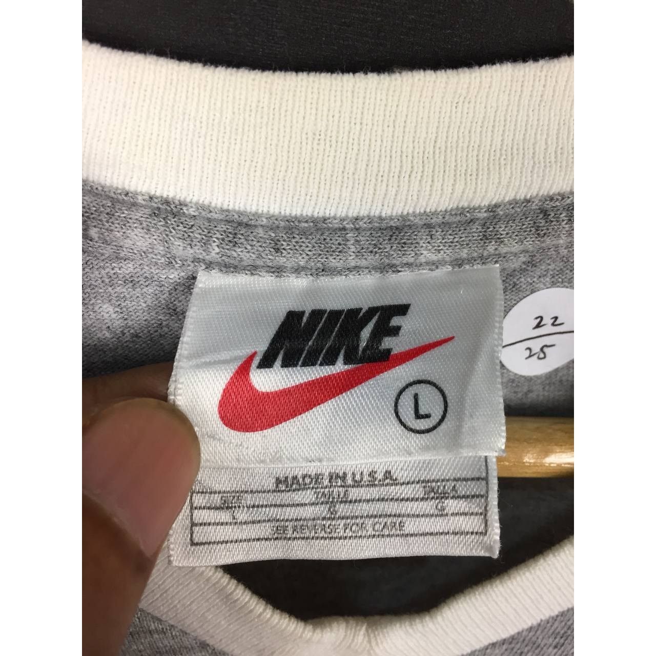Nike × Vintage Vtg 90s Nike Athletics Swoosh Logo Made In Usa Tee Size US L / EU 52-54 / 3 - 16 Thumbnail