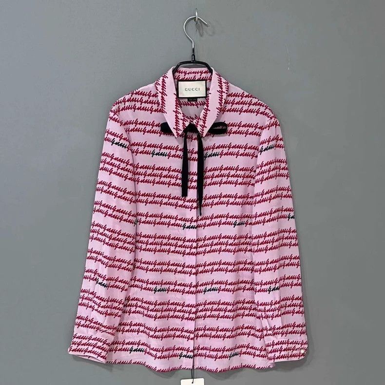 Gucci Gucci Pearl logo streamer silk shirt 2503-Nextarrow Size M / US 6-8 / IT 42-44 - 1 Thumbnail