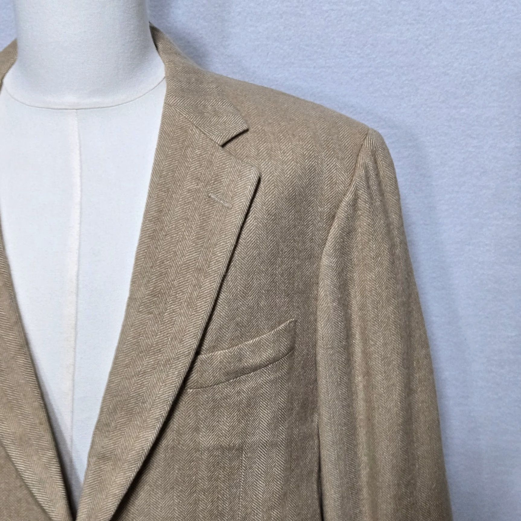 Brooks Brothers Brooks Brothers Blazer Mens 46 Camel Hair Herringbone Sport Coat Jacket Beige 3-in-1 Button Size 46R - 4 Thumbnail