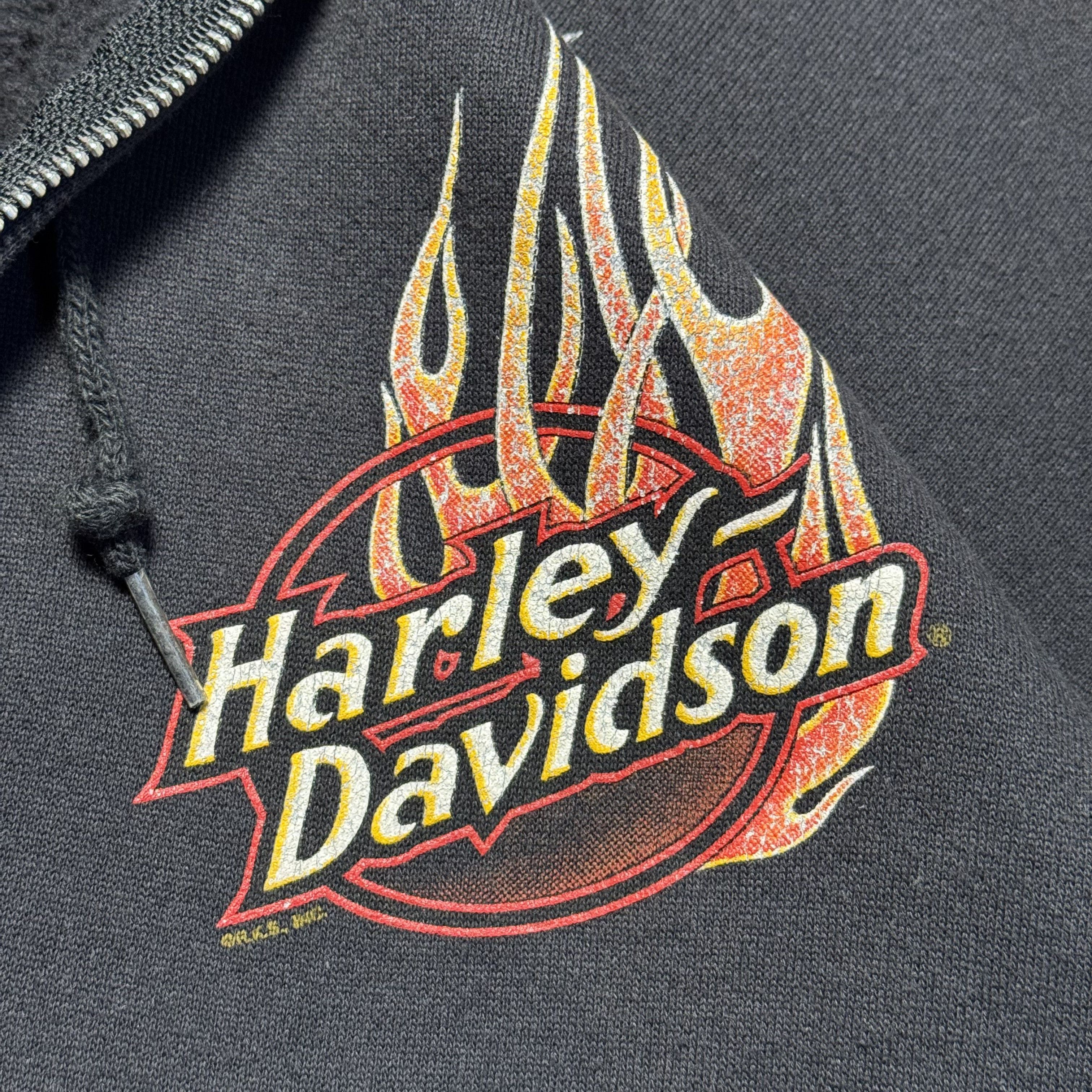 Harley Davidson Vintage Y2K Harley Davidson Flame Sleeve Full Zip Up Hoodie Size US XL / EU 56 / 4 - 4 Thumbnail