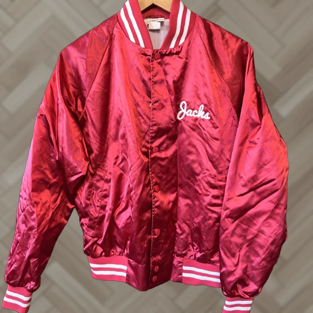 Vintage VINTAGE Jacks Surfboards Red Satin Jacket Mens M Size Snap Button Nylon Outer Shell Satin Jacket Red Mens M 90s? Size US M / EU 48-50 / 2 - 1 Thumbnail