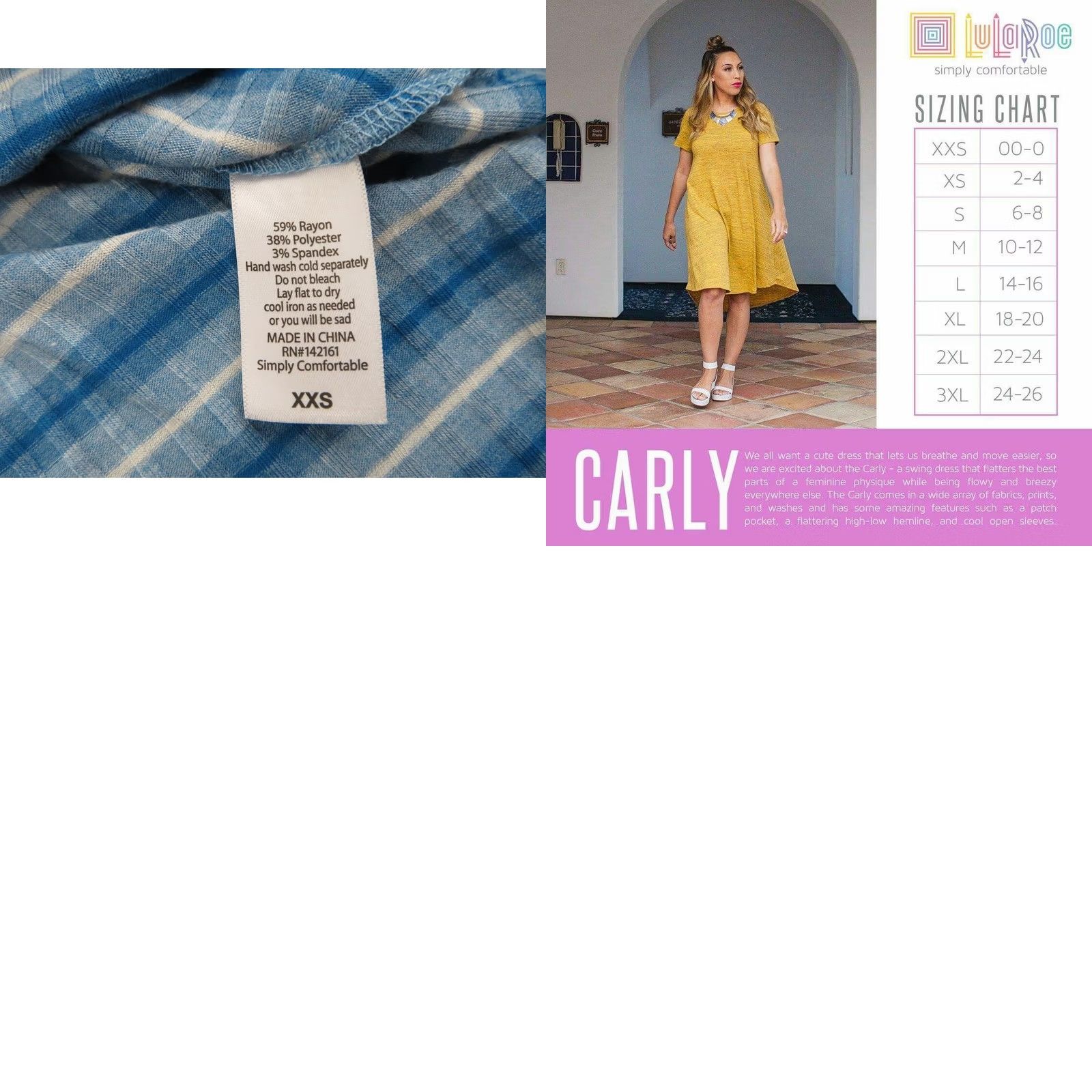 Vintage LuLaRoe Carly Dress Ribbed Blue White Stripe 2XS Swing Shirt Dress Womens XXS Size XXS / US 00 / IT 34 - 8 Thumbnail