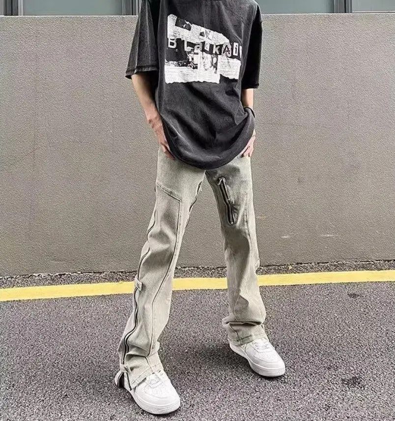 Designer × Japanese Brand High street distressed washed side zip micro flare jeans Size US 32 / EU 48 - 2 Thumbnail