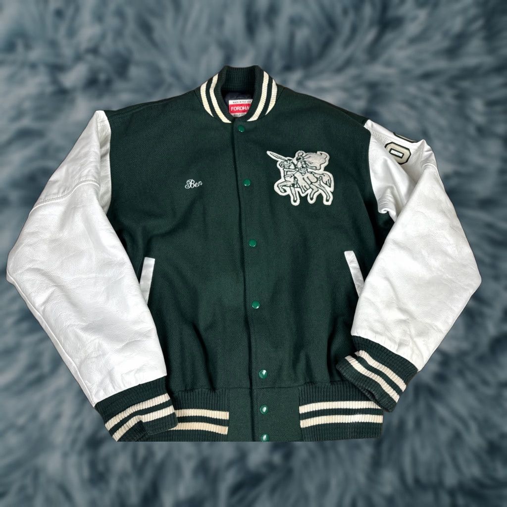 Vintage VINTAGE Fordham Livingston Lancers Varsity Jacket Coat Wool Green XL Men School 2006 Varsity XL Coat Size US XL / EU 56 / 4 - 1 Thumbnail