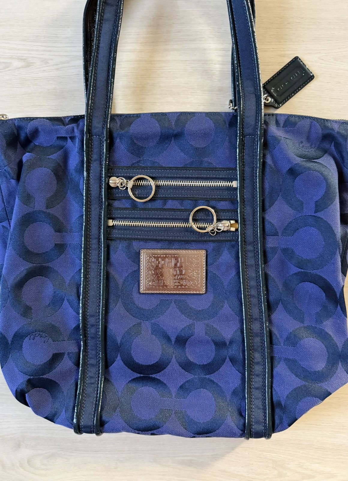 Coach Coach "Poppy" Blue Signature Jacquard Tote Bag Size ONE SIZE - 2 Thumbnail