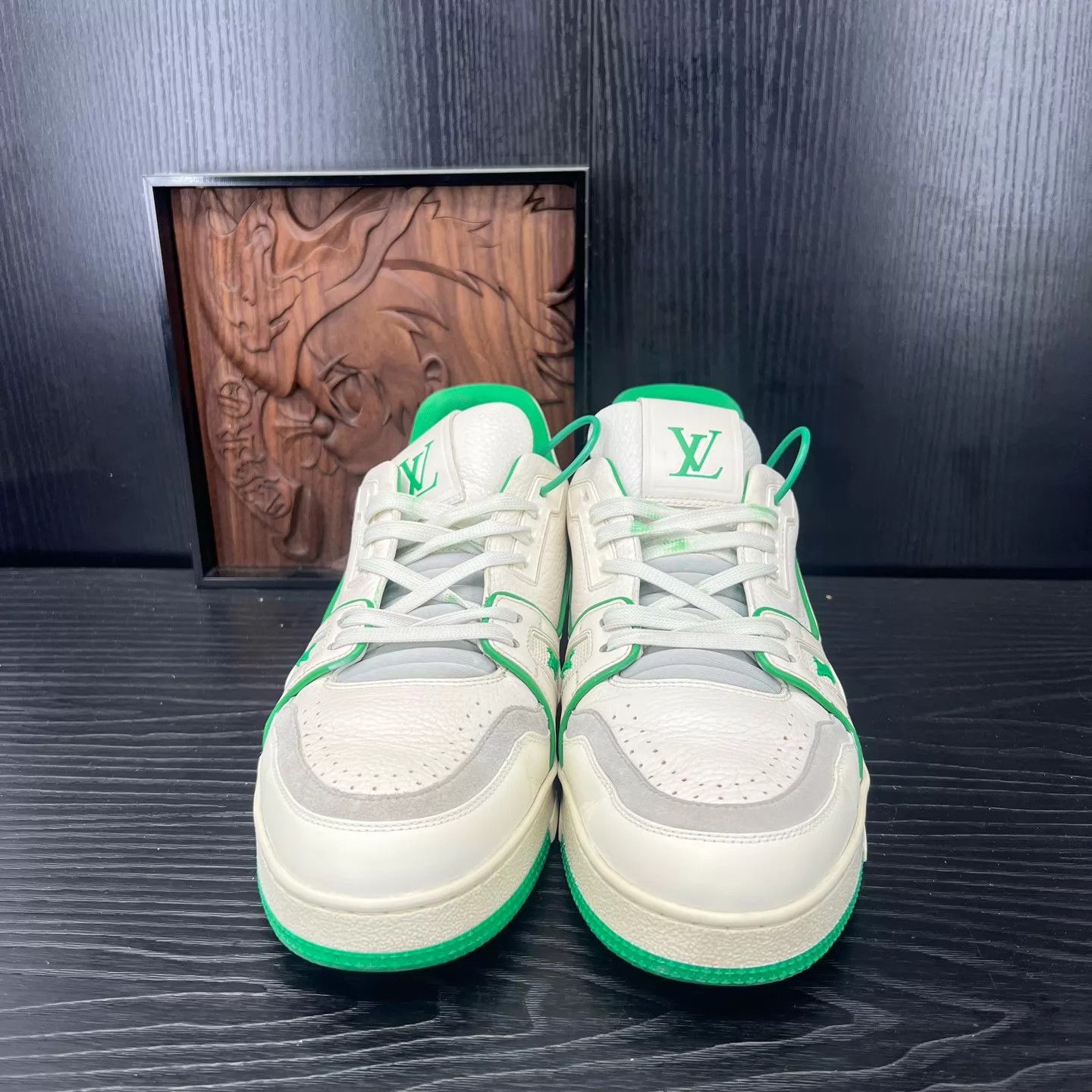 Louis Vuitton LV Trainer White Green 43 (Like New, Original Box) Size US 10 / EU 43 - 4 Thumbnail