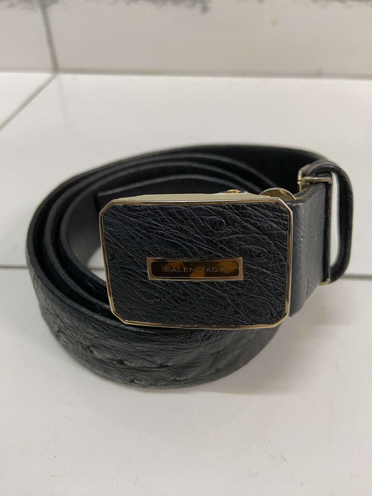 Balenciaga VINTAGE BALENCIAGA PARIS OSTRICH LEATHER BELT Size 38 - 1 Thumbnail