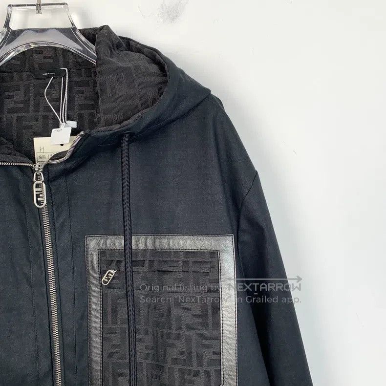 Fendi Fendi Black Logo Lining Monogram Print Hooded Zipper Leath Size US S / EU 44-46 / 1 - 3 Thumbnail