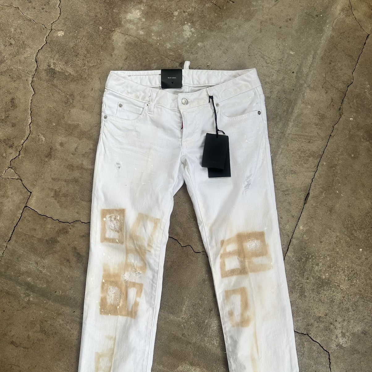 Dsquared2 × Vintage Y2K Dsquared2 distressed painted flared archive denim jeans Size 27" / US 4 / IT 40 - 3 Thumbnail