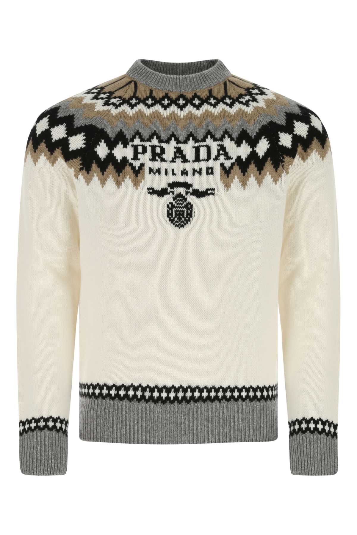 image of Prada Embroidered Cashmere Sweater in Printed, Men's (Size 2XL)