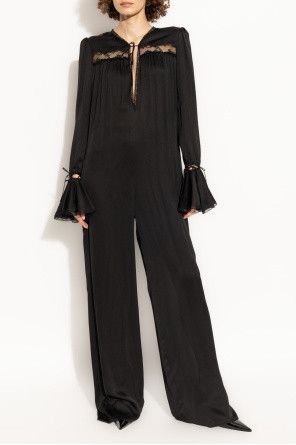 Saint Laurent Paris o1bcso1str1125 Combinaison Charmeuse De Soie in Black Size 27" / US 4 / IT 40 - 2 Thumbnail