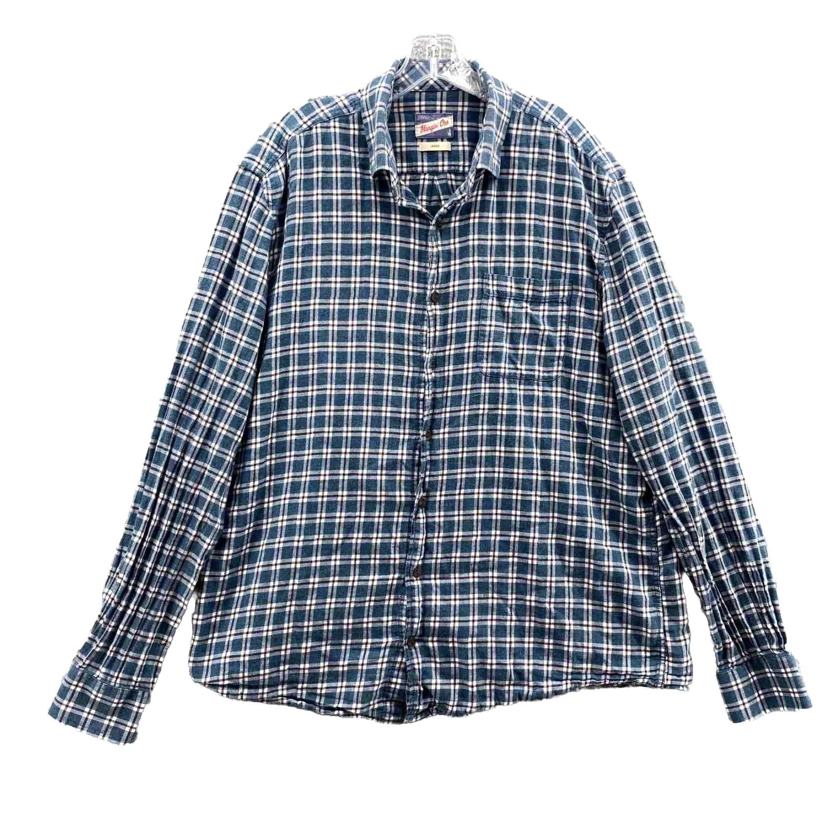 johnnie-O Nike Shirt Large Blue Plaid Flannel Hangin' Out Outdoor Hiking Camping Mens Size US L / EU 52-54 / 3 - 2 Thumbnail