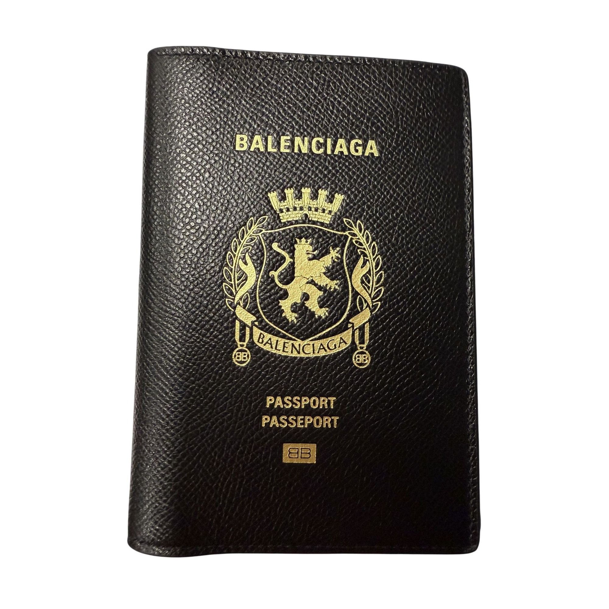 Balenciaga Balenciaga Black Leather Passport Holder W/ Gold Embossed Lo Size ONE SIZE - 1 Thumbnail