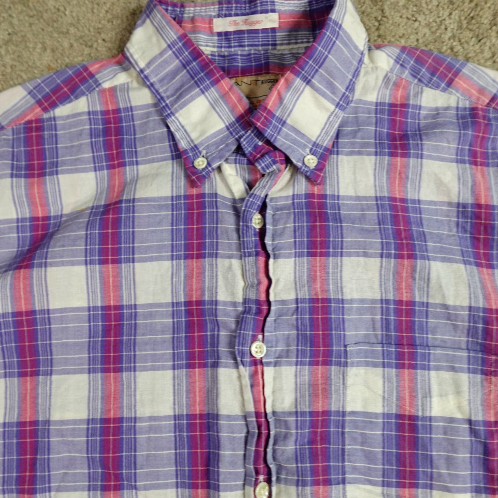 Gant VINTAGE GANT Shirt Men M Blue Plaid Button-Front Collared Short Sleeve Preppy Size US M / EU 48-50 / 2 - 2 Thumbnail