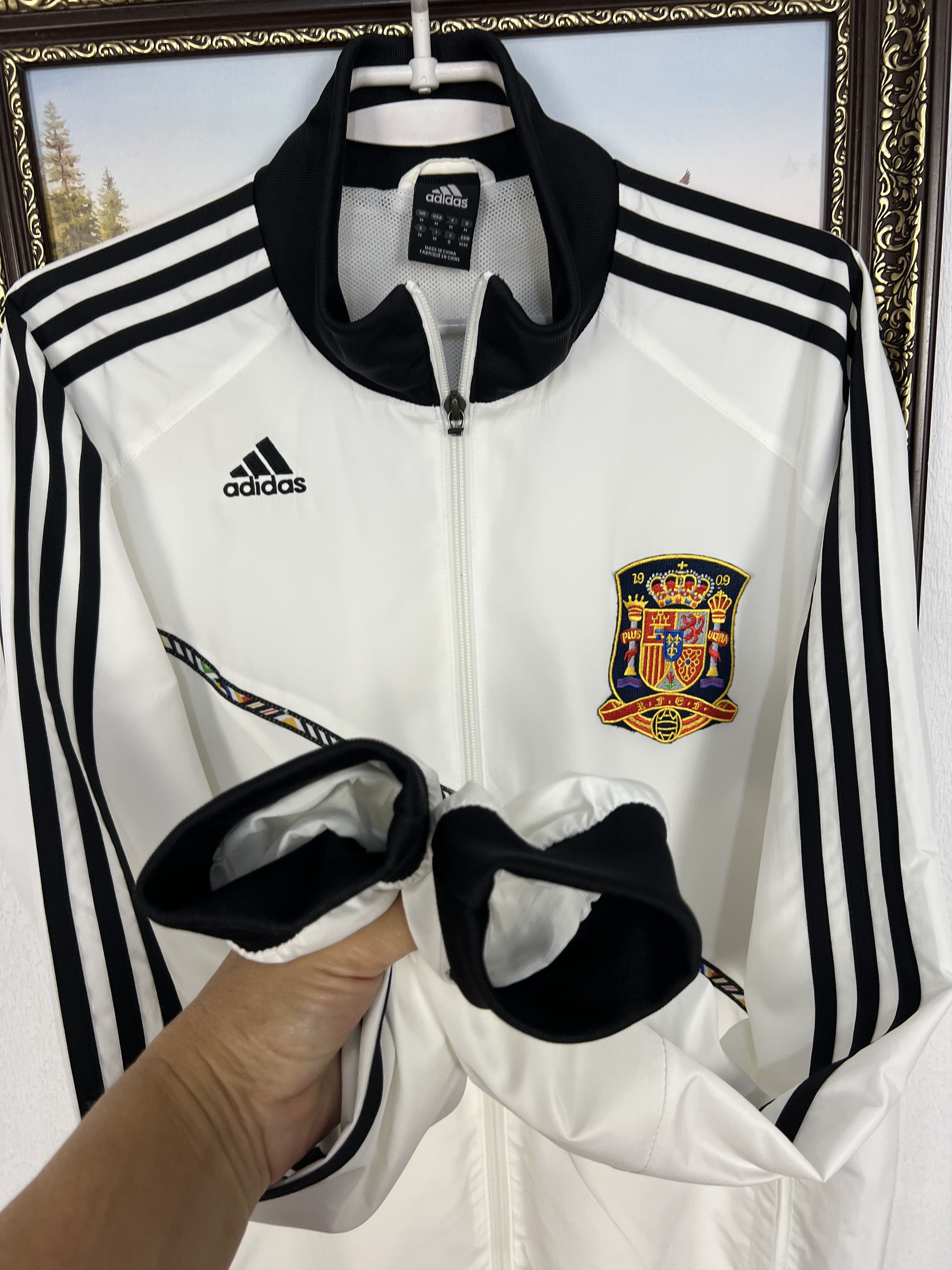 Adidas Vintage Adidas Spain White Football Jacket Soccer Track Top Size US M / EU 48-50 / 2 - 6 Thumbnail