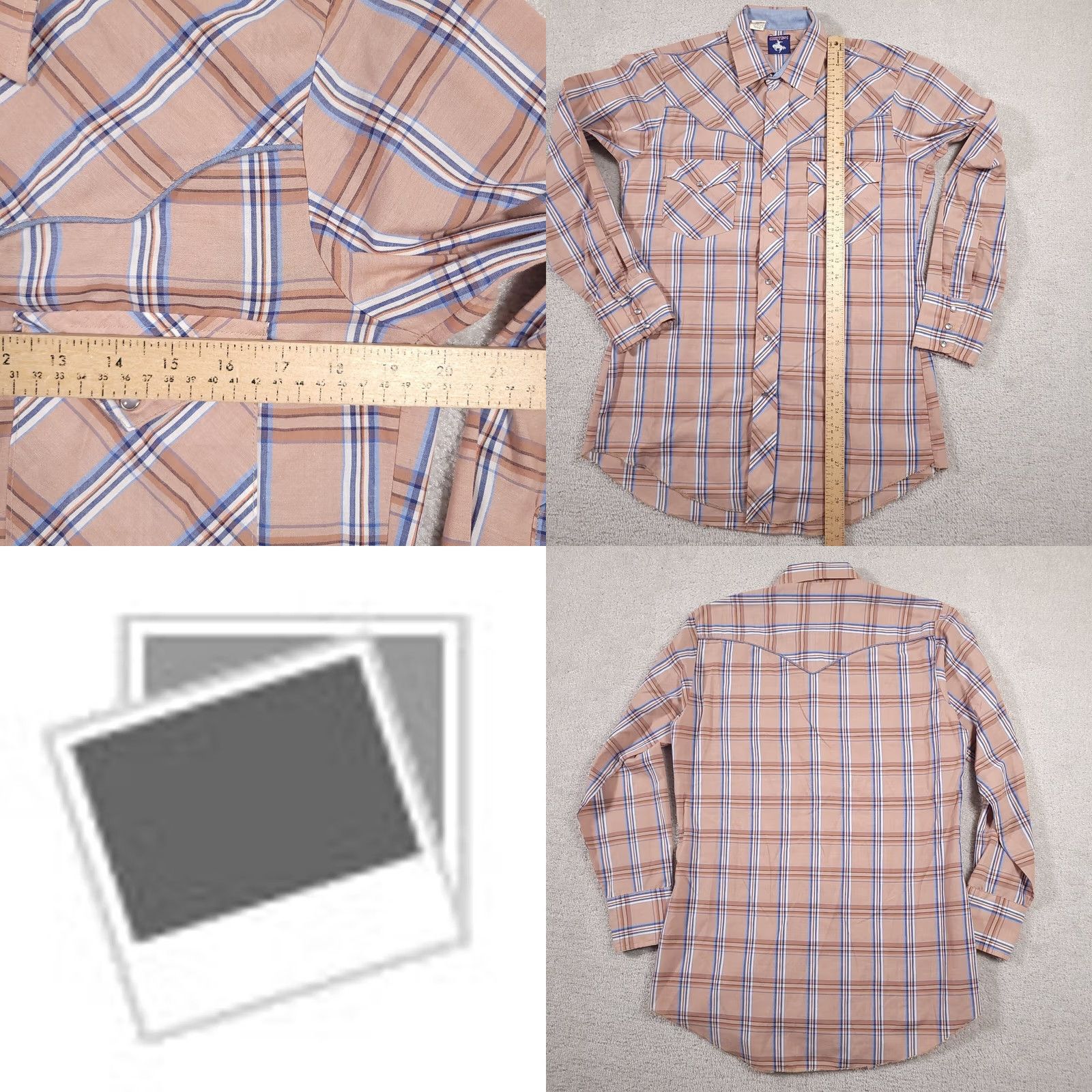 Vintage VINTAGE Chute #1 Shirt Brown Check Pearl Snap Cowboy Rodeo Western Mens 15.5 33 Size US L / EU 52-54 / 3 - 8 Thumbnail