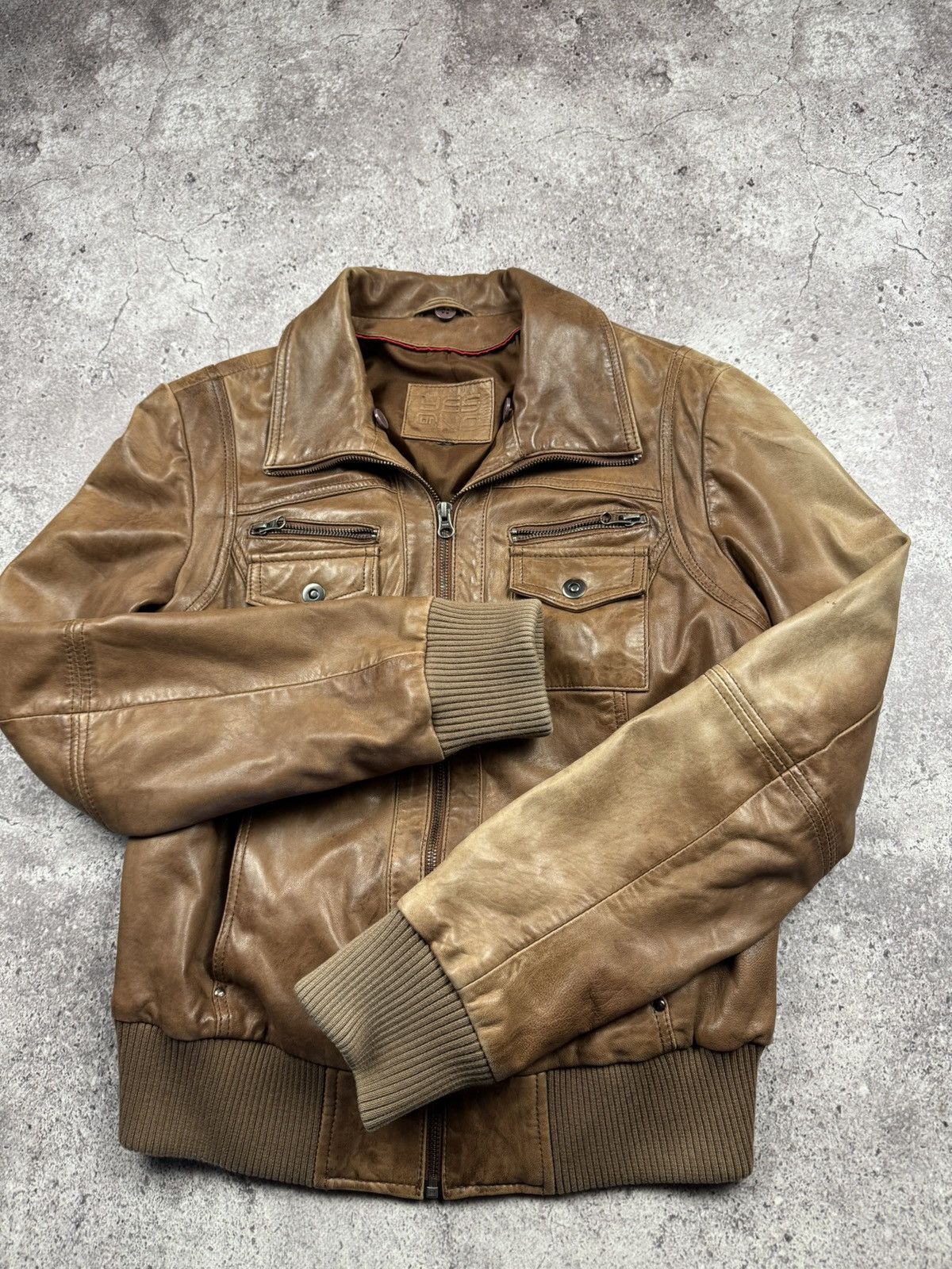 Genuine Leather Vintage 90s Faded Distressed Brown Leather Bomber Jacket Size US S / EU 44-46 / 1 - 3 Thumbnail