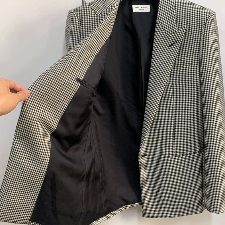 Saint Laurent Paris saint Laurent parisSingle button houndstooth blazer 2503-N Size 50R - 4 Thumbnail