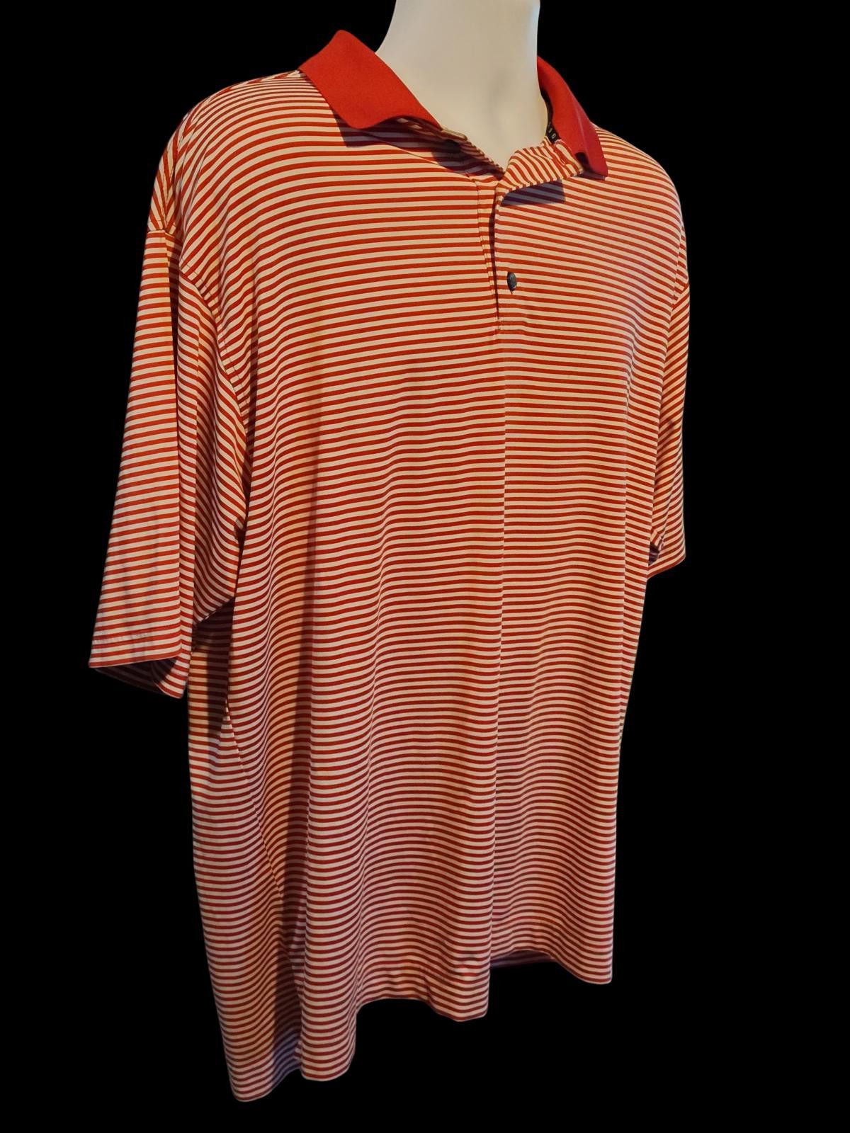 Footjoy FootJoy Prodry Lisle Men's Red and White Striped Polo Shirt Size US L / EU 52-54 / 3 - 2 Thumbnail