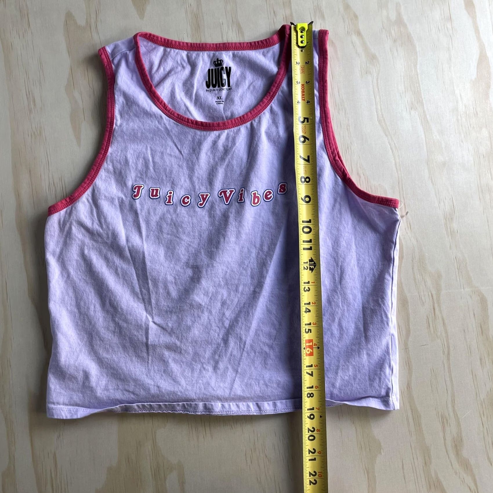 Juicy Couture Juicy Couture Tank Top Womens XL Purple Juicy Vibes Cropped Scoop Neck Graphic Vegs? Size XL / US 12-14 / IT 48-50 - 6 Thumbnail