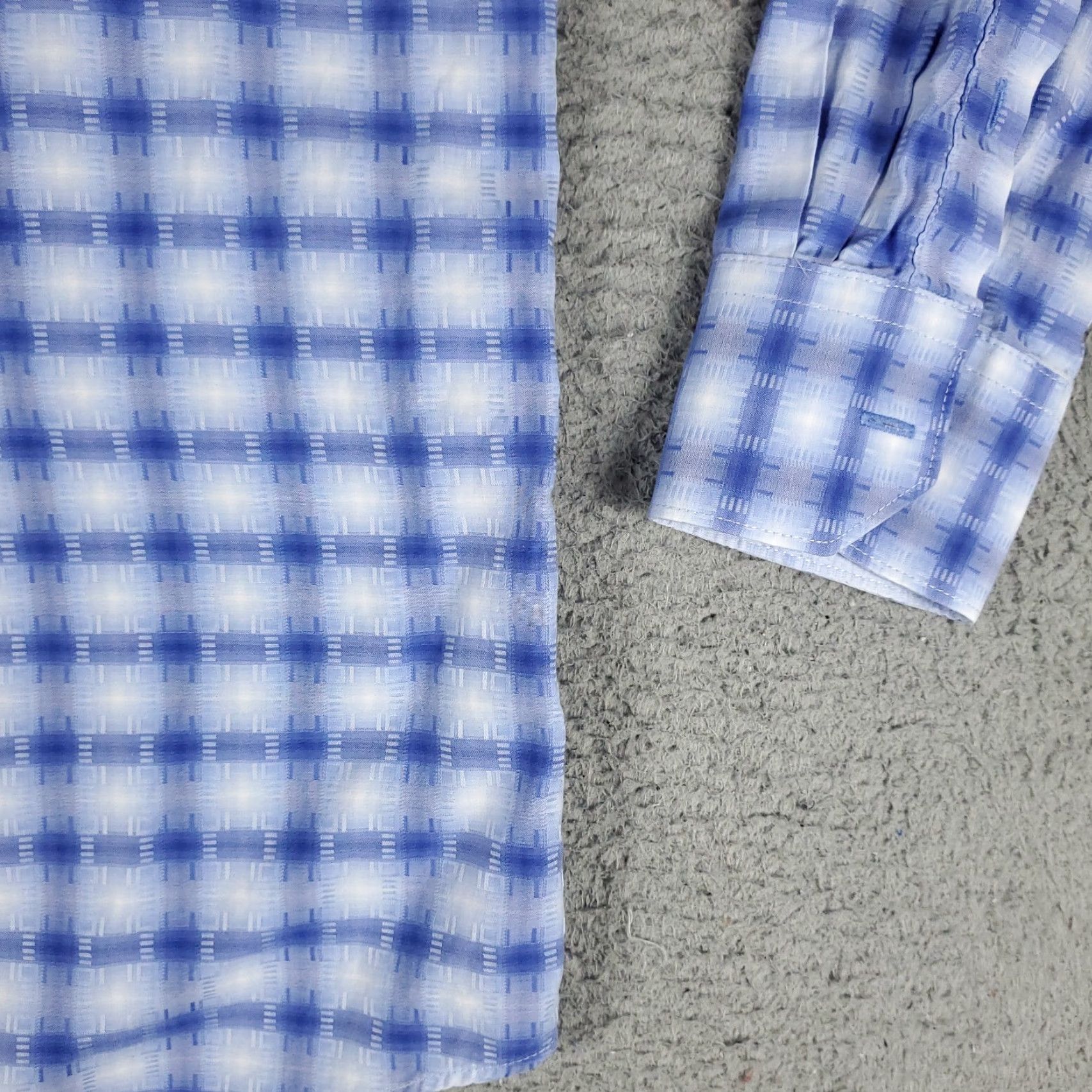 BUGATCHI VINTAGE Bugatchi Uomo Men's Shirt XL Blue Plaid Button-Up Long Sleeve Casual Formal Workwear Size US XL / EU 56 / 4 - 5 Thumbnail