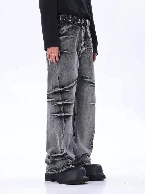 Japanese Brand Vintage washed wasteland style pleated wide leg jeans Size US 32 / EU 48 - 3 Thumbnail