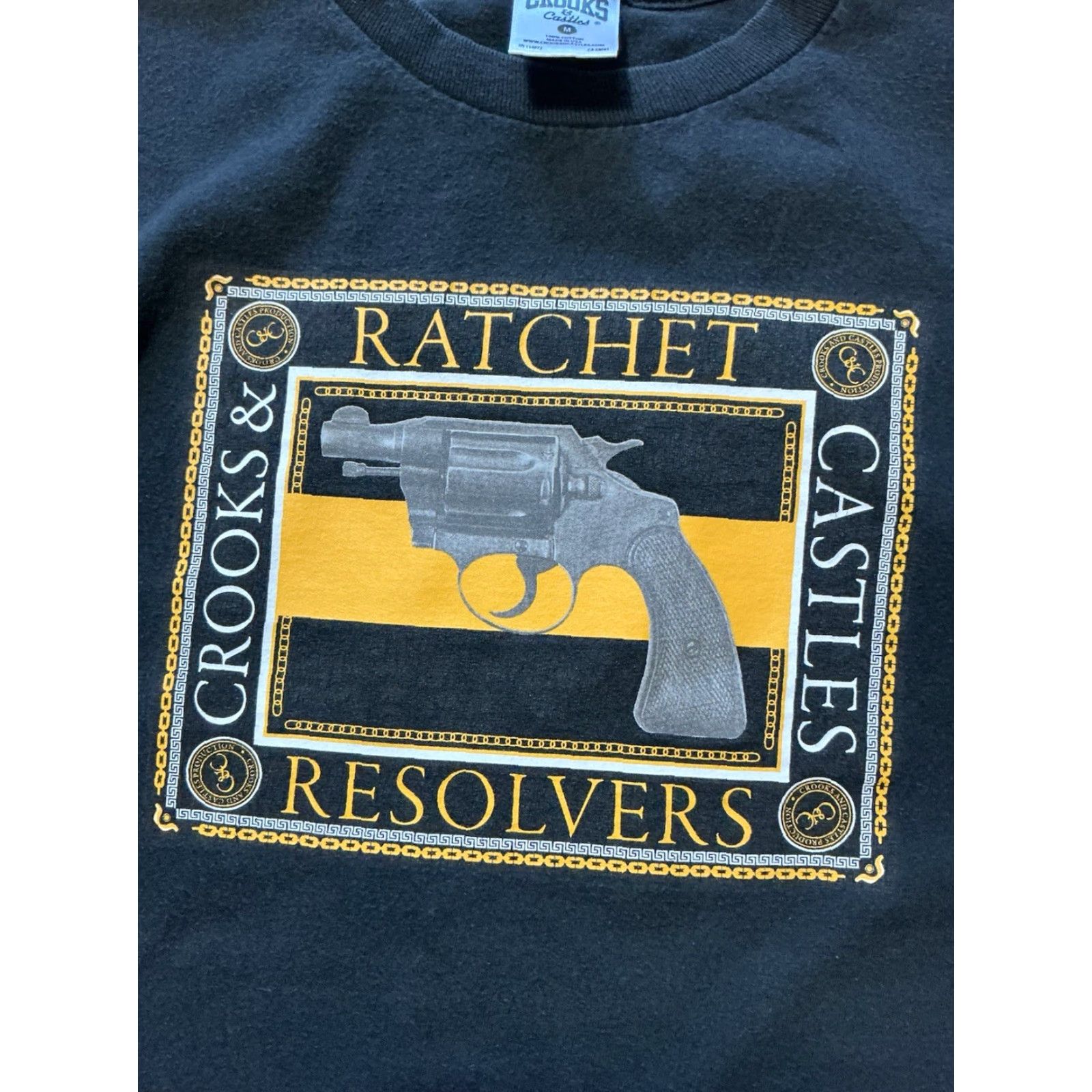 Crooks & Castles Crooks & Castles T-Shirt Box Logo Ratchet Resolvers Gun Black S/S M Mens Medium Size US M / EU 48-50 / 2 - 6 Thumbnail