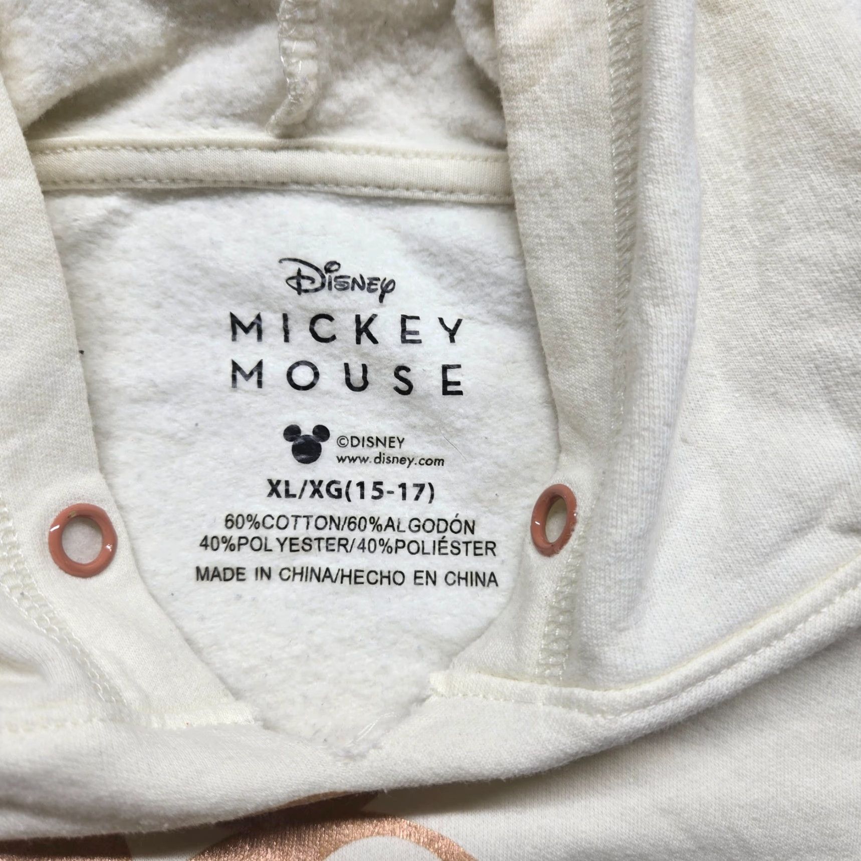 Disney Disney Mickey Mouse Crop Top Hoodie Sweatshirt Women’s XL Ivory Pullover Sweatshirt Disney Size XL / US 12-14 / IT 48-50 - 3 Thumbnail