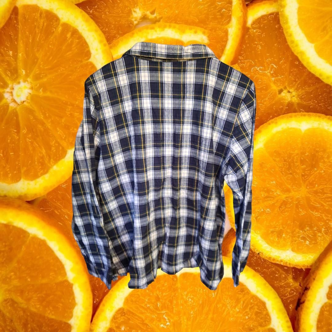 L.L. Bean L.L.Bean Flannel PJ Top V Neck Blue, Yellow and White Size L Size US L / EU 52-54 / 3 - 3 Thumbnail