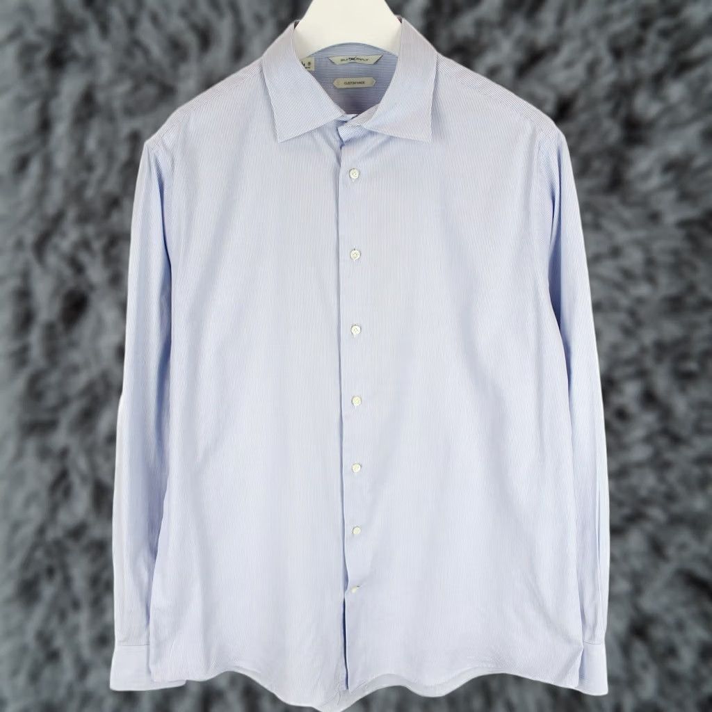 Suitsupply Suitsupply Custom Made Slim Fit Formal Shirt Men's 43 / 17 Pinstriped Spread Shirt Men Blue Pinstripe Formal Shirt 43 / 17 Mens Size 46R - 1 Thumbnail