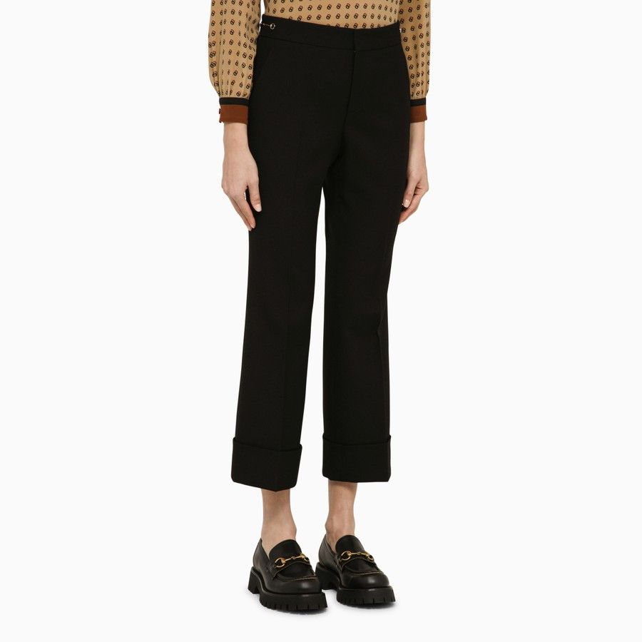 Gucci o1d2blof0824 Wool Cropped Trousers in Black Size 34" / US 12 / IT 48 - 3 Thumbnail